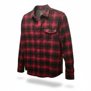 NWOT Mens Swiss Tech Flannel Red and Black Plaid Shirt Sz L